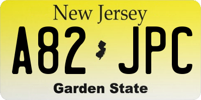 NJ license plate A82JPC