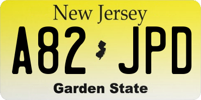NJ license plate A82JPD