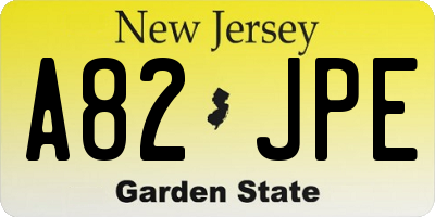 NJ license plate A82JPE