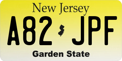 NJ license plate A82JPF