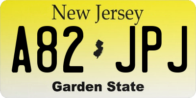 NJ license plate A82JPJ