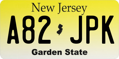 NJ license plate A82JPK