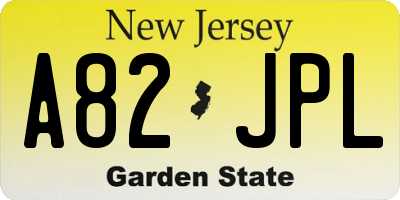 NJ license plate A82JPL