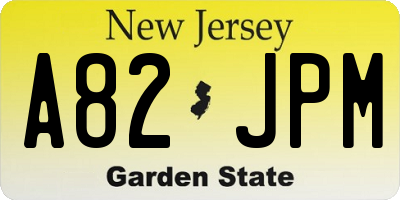 NJ license plate A82JPM