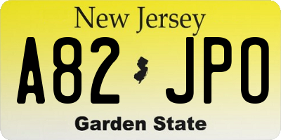 NJ license plate A82JPO
