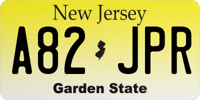 NJ license plate A82JPR