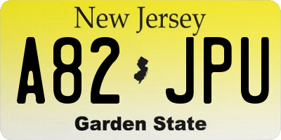 NJ license plate A82JPU