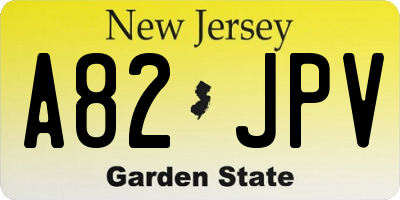 NJ license plate A82JPV