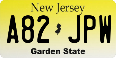 NJ license plate A82JPW