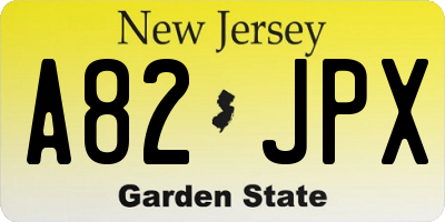 NJ license plate A82JPX