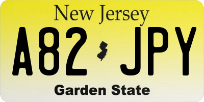 NJ license plate A82JPY