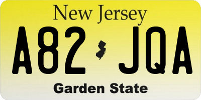NJ license plate A82JQA