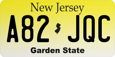 NJ license plate A82JQC