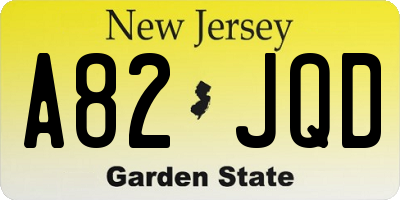 NJ license plate A82JQD