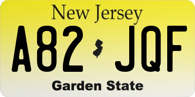 NJ license plate A82JQF