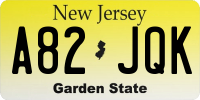NJ license plate A82JQK