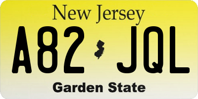 NJ license plate A82JQL