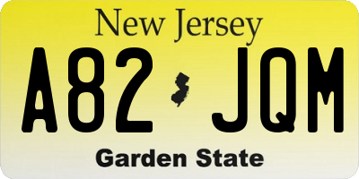 NJ license plate A82JQM