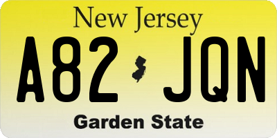 NJ license plate A82JQN