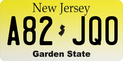 NJ license plate A82JQO