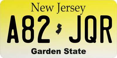 NJ license plate A82JQR