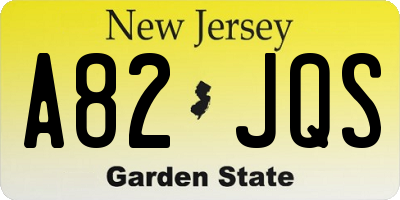 NJ license plate A82JQS