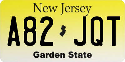 NJ license plate A82JQT