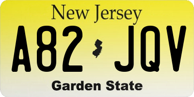 NJ license plate A82JQV