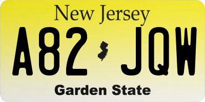 NJ license plate A82JQW