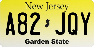 NJ license plate A82JQY