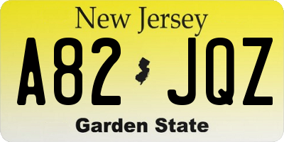NJ license plate A82JQZ