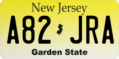 NJ license plate A82JRA