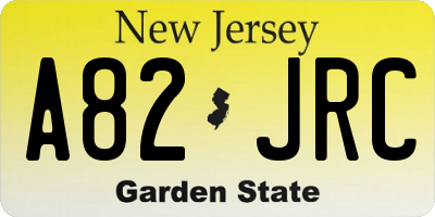 NJ license plate A82JRC