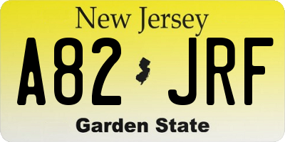 NJ license plate A82JRF
