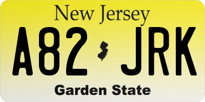 NJ license plate A82JRK