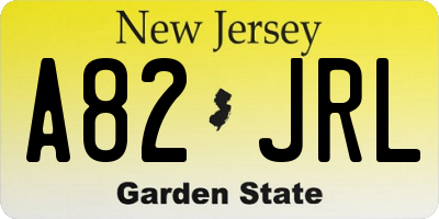 NJ license plate A82JRL