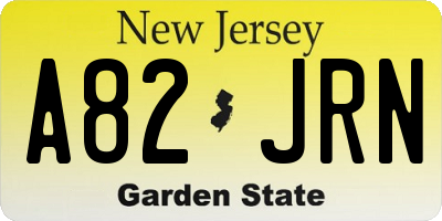 NJ license plate A82JRN