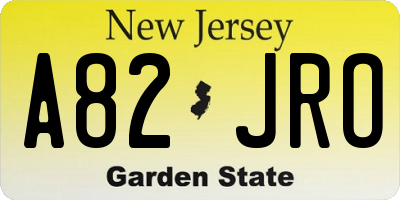 NJ license plate A82JRO