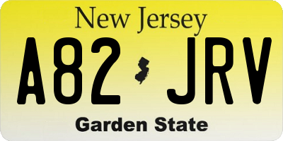 NJ license plate A82JRV