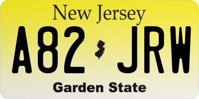 NJ license plate A82JRW