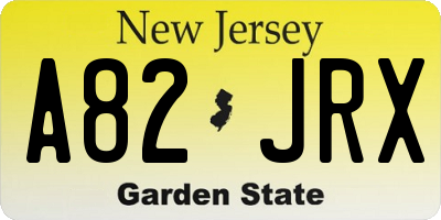 NJ license plate A82JRX
