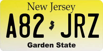 NJ license plate A82JRZ