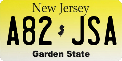 NJ license plate A82JSA
