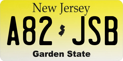 NJ license plate A82JSB