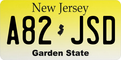 NJ license plate A82JSD