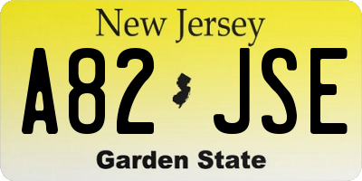NJ license plate A82JSE