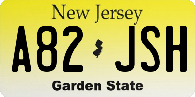 NJ license plate A82JSH