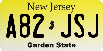 NJ license plate A82JSJ