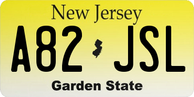 NJ license plate A82JSL