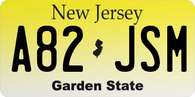 NJ license plate A82JSM